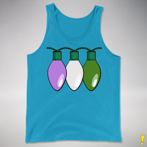 Genderqueer Pride Christmas Lights Premium Tank Top - Neon Blue